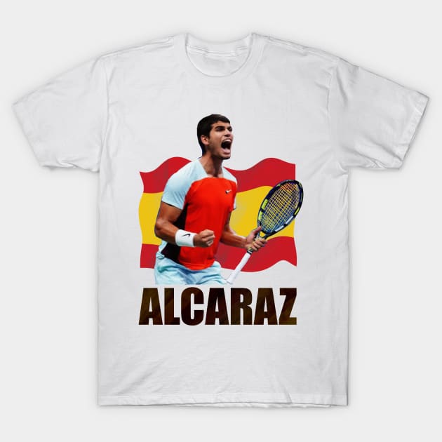 Carlos Alcaraz Tennis Player #1 US Open Spain T-Shirt by MasterpieceArt